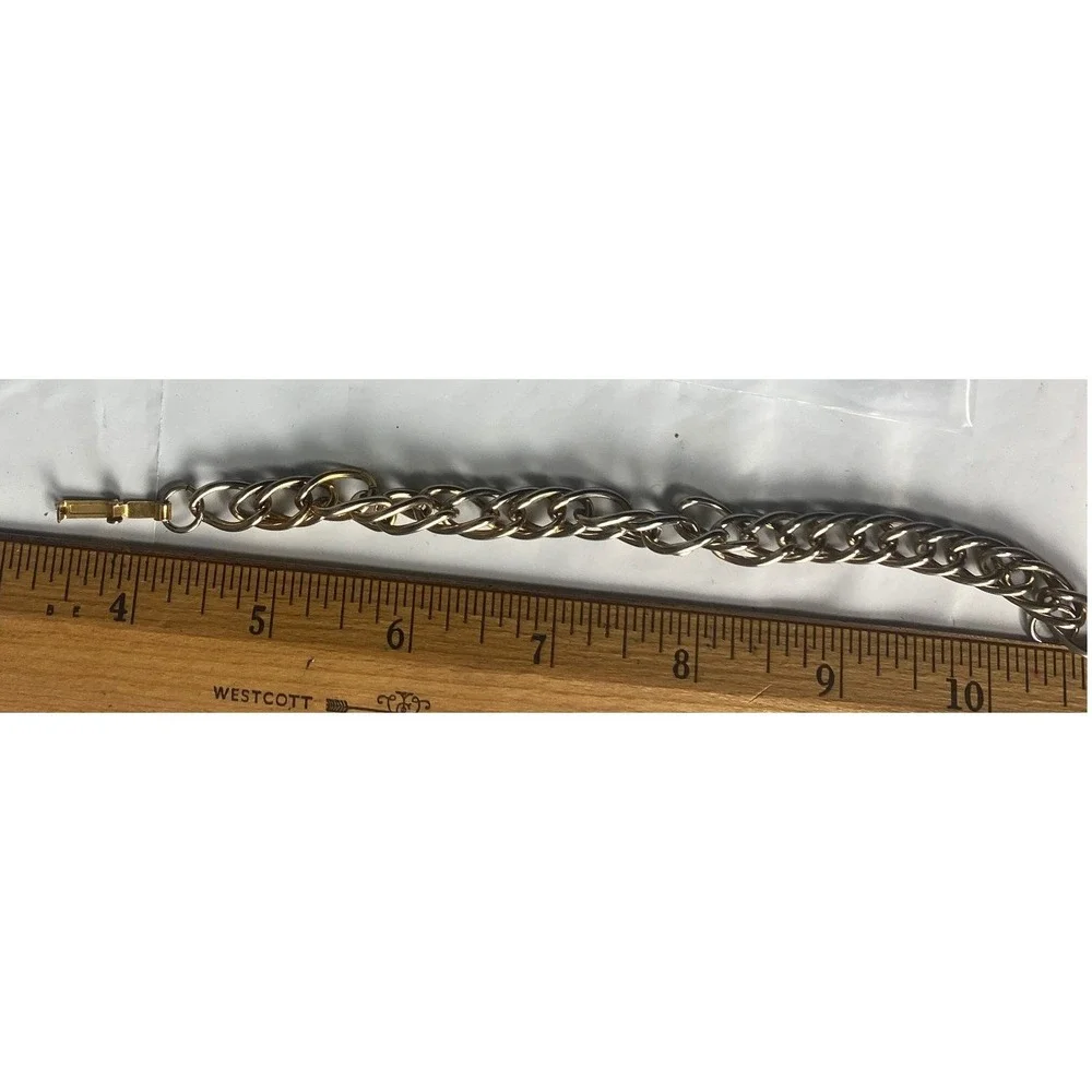 Womens Chunky Link Chain Bracelet Gold Tone Metal Clasp 8 Inches‎